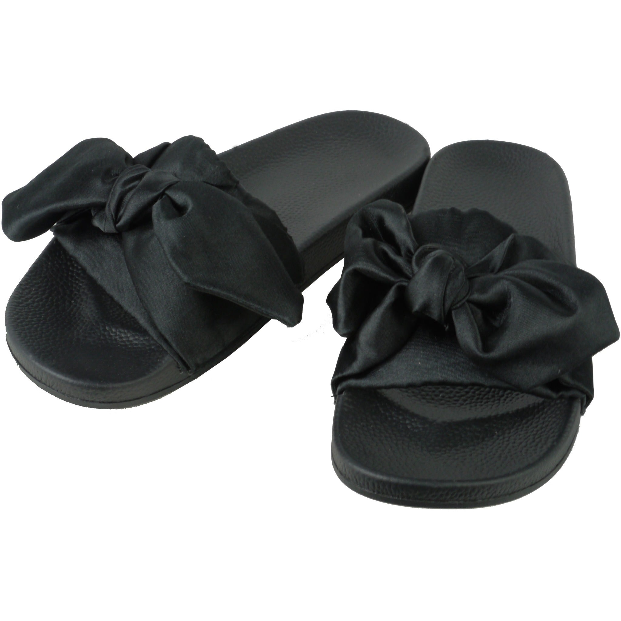 Womens Ladies Satin Bow Sliders Sandals 