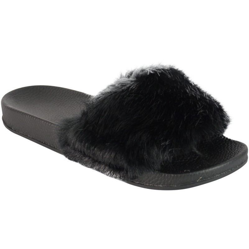 womens fur sliders