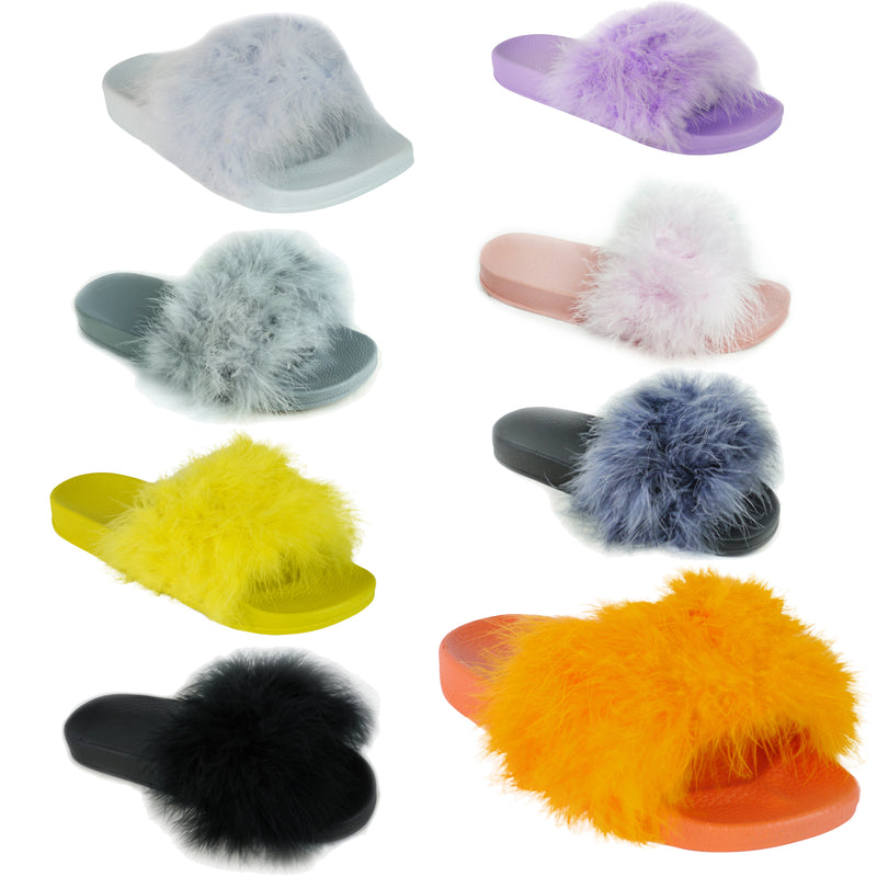 womens fur sliders