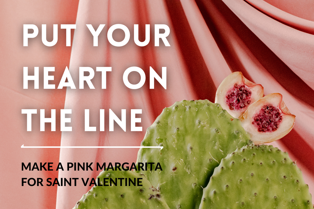 Prickly Pear Margarita made with Iconic Cocktail Co Prickly Pear Sour and Ana Maria Rosa Tequila for Valentine's Day