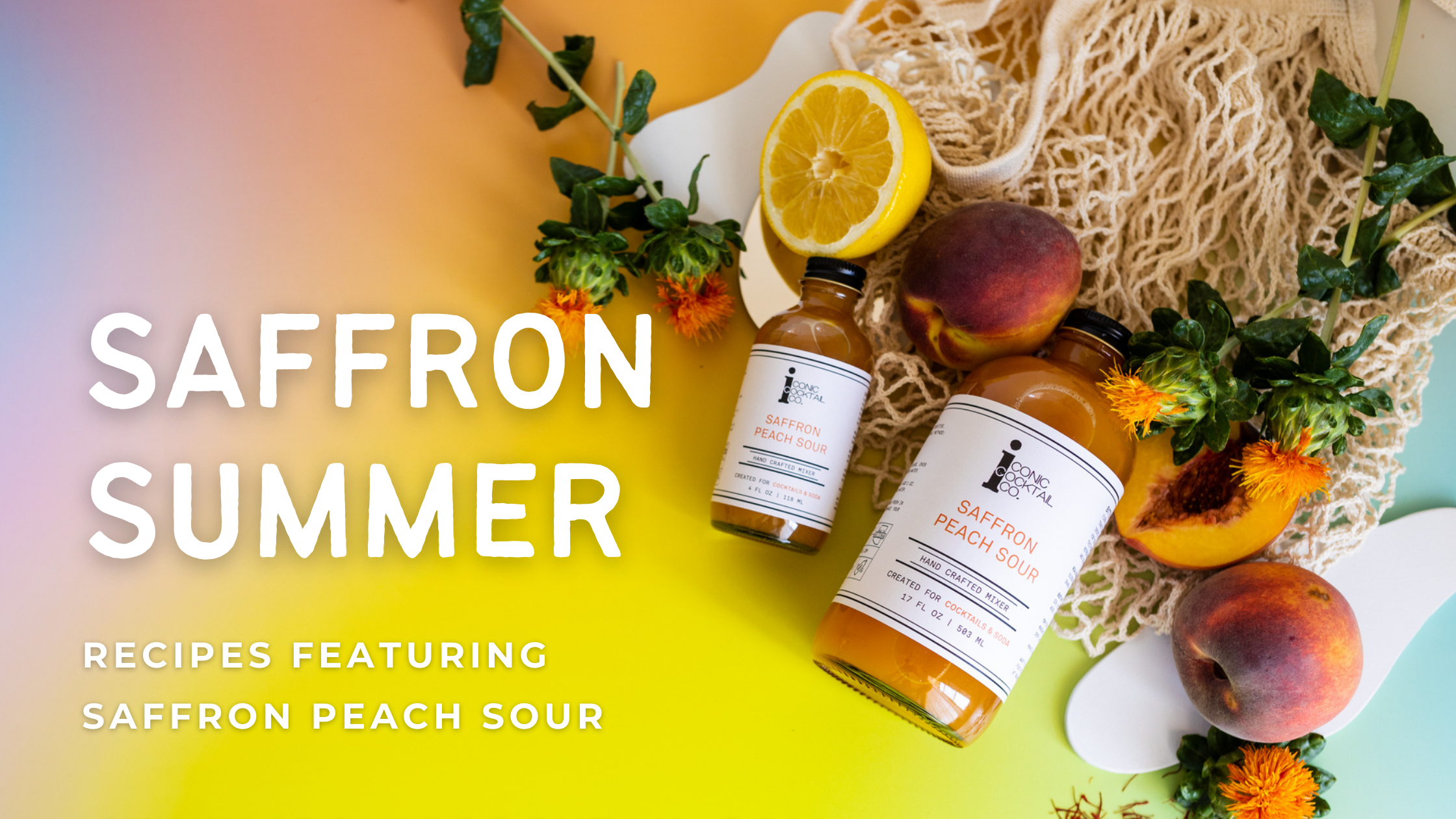Summer cocktail recipes featuring Iconic Cocktail Saffron Peach Sour.