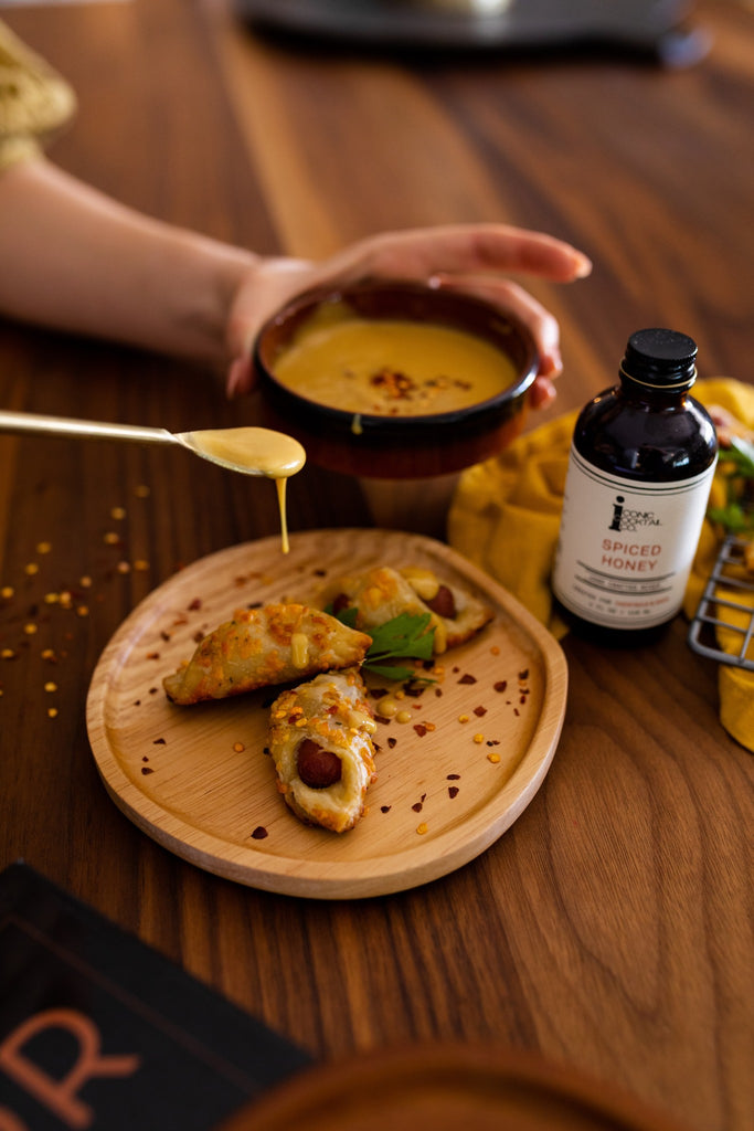 Tangy mustard sauce with sweet honey and a blend of baking spices paired with Trader Joe’s Pastry Pups
