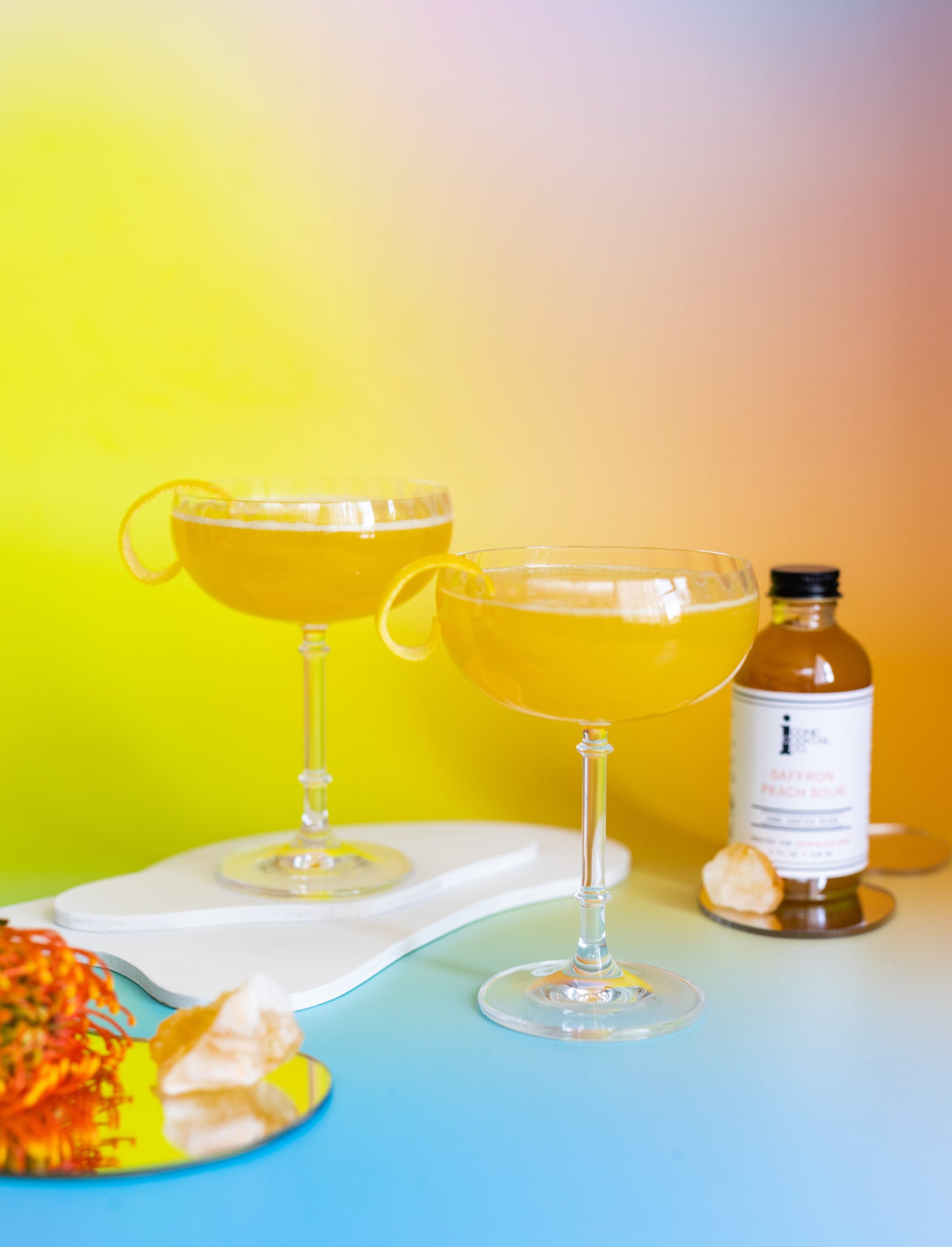 Named after the chemical compound that makes the saffron flower glow bright red in water, this cocktail is nothing artificial. Made with Iconic Cocktail Co. Saffron Peach Sour and Strega, this session cocktail celebrates the exotic saffron ingredient. Try this low ABV cocktail with the newest seasonal mixer. 