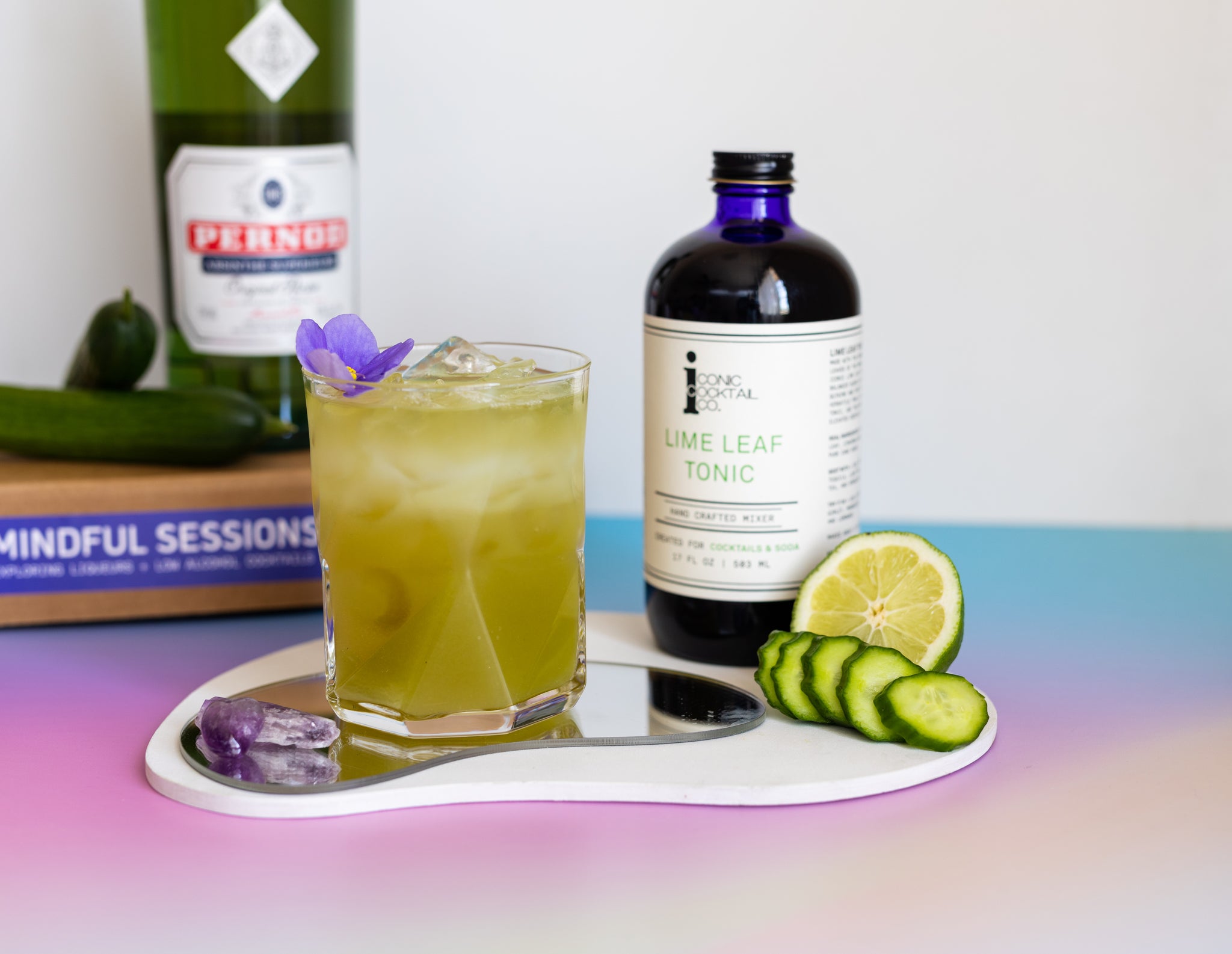 Inspired by the La Fee Verte or Green Fairy this session cocktail is designed to be intentionally low-abv. Perfect for summer, the combination of fresh cucumber juice and herbaceous Iconic Lime Leaf Tonic pairs with this bitter anise liqueur. 