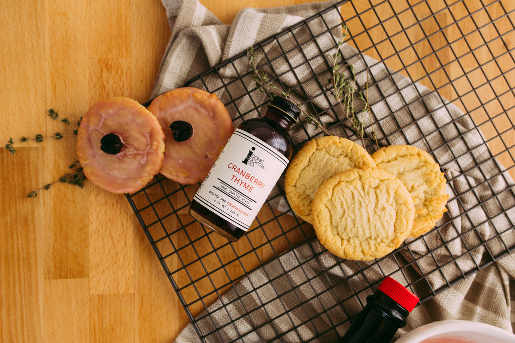 This Manhattan Cookie Glaze is made with Iconic Cocktail Co Cranberry Thyme mixer and Sweet Vermouth. 