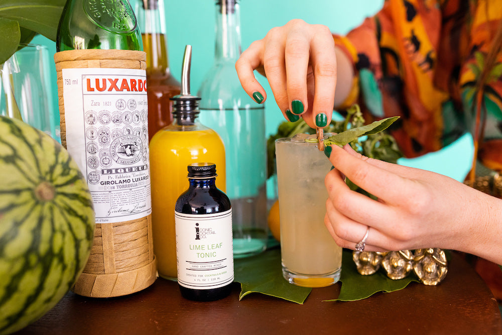Make this simple tequila cocktail with Iconic Lime Leaf Tonic and fresh basil 