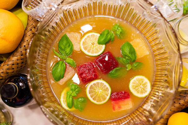 If you’re making a punch, use these cubes to avoid over diluting your recipe. See how we made this Spring Bungalow Brunch Punch with Lime Leaf Tonic, Bitter Orange Tonic, and these citrus cubes. 