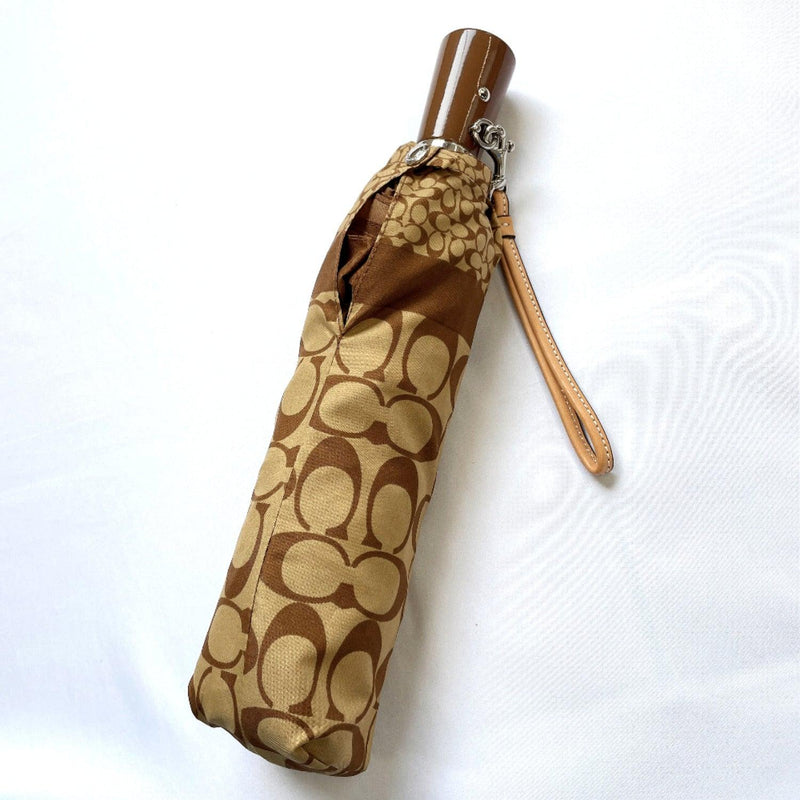 COACH Other accessories F63364 Signature Folding umbrella polyester Brown Women Used - JP-BRANDS.com