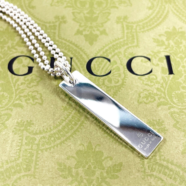 Secondhand Gucci Dog Tag Chain Plate Necklace Silver 925 Used NO