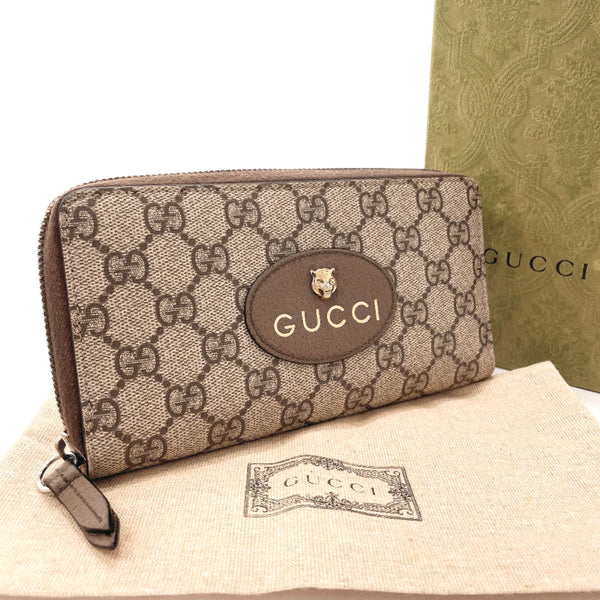 Gucci Brown Men's Neo Vintage GG Supreme Zip Around Wallet 473953