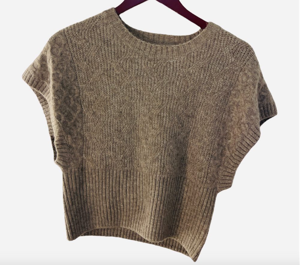 
            
                Load image into Gallery viewer, Cropped Cable Poncho - Mocha
            
        