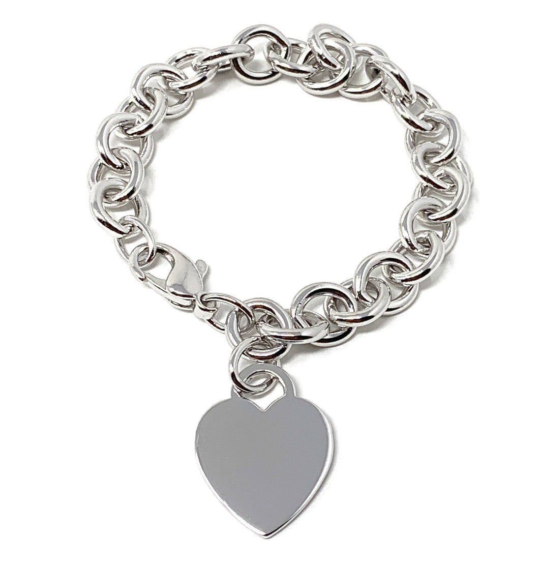 Ladies Tiffany & Co. 925 Silver White Gold Plated Heart Bracelet ...