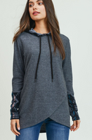 CHARCOAL WITH AZTEC CRISS CROSS  HOODIE