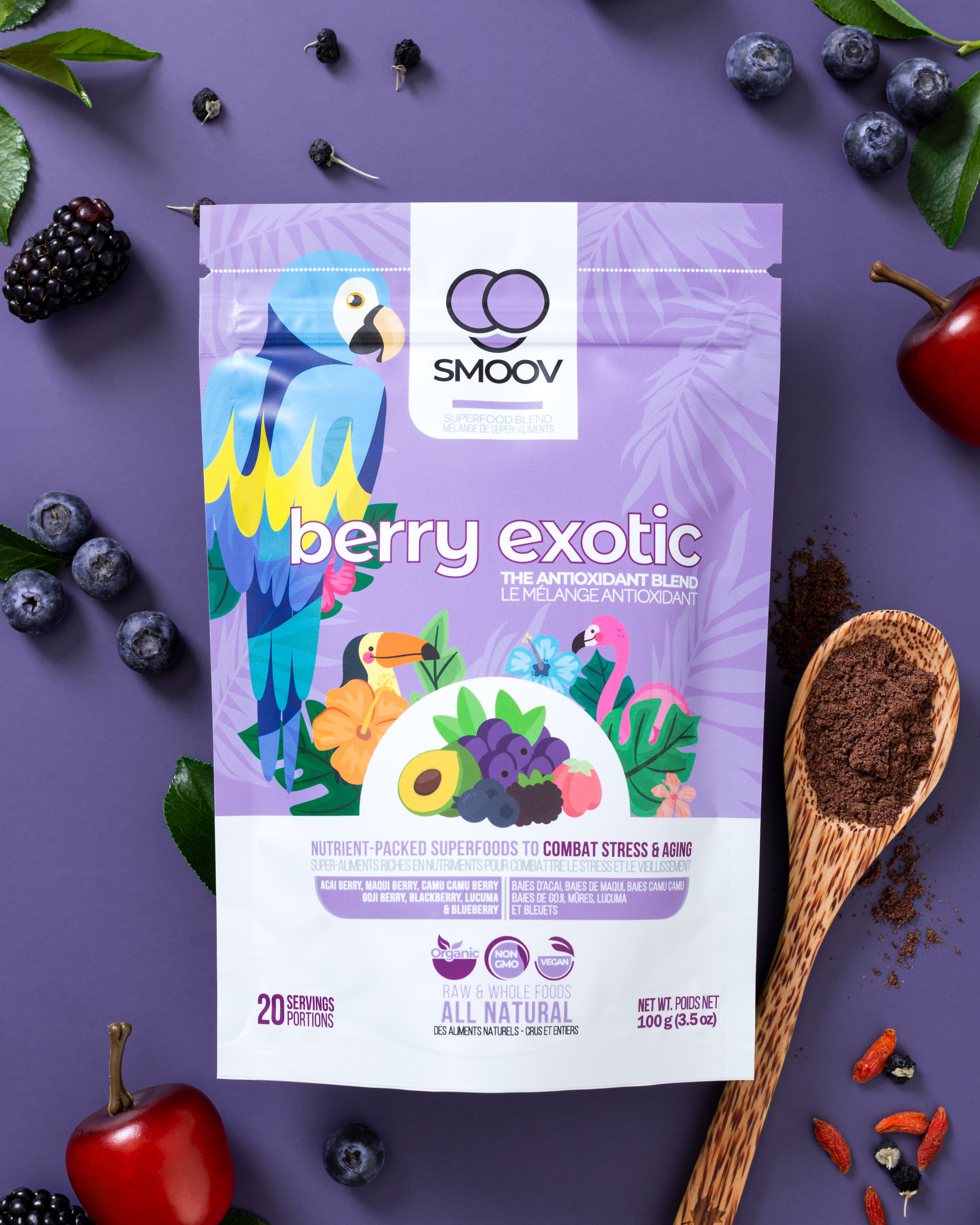 Our berry exotic blend has 8 antioxidant-rich superfoods, 7 of which are some of the world's most nutritious berries. 