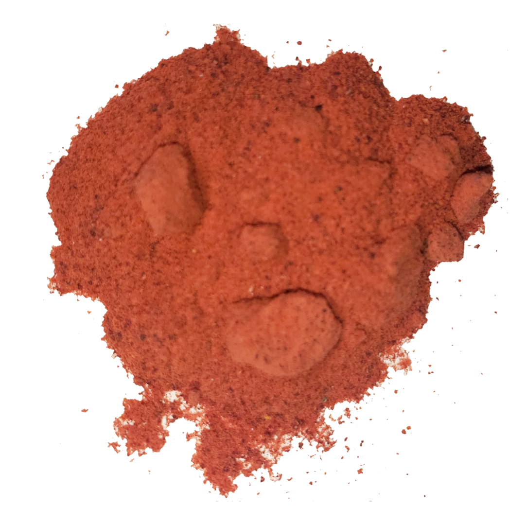 A scoop of rich red beet powder from Smoov Blends. Made from organically grown red beets.