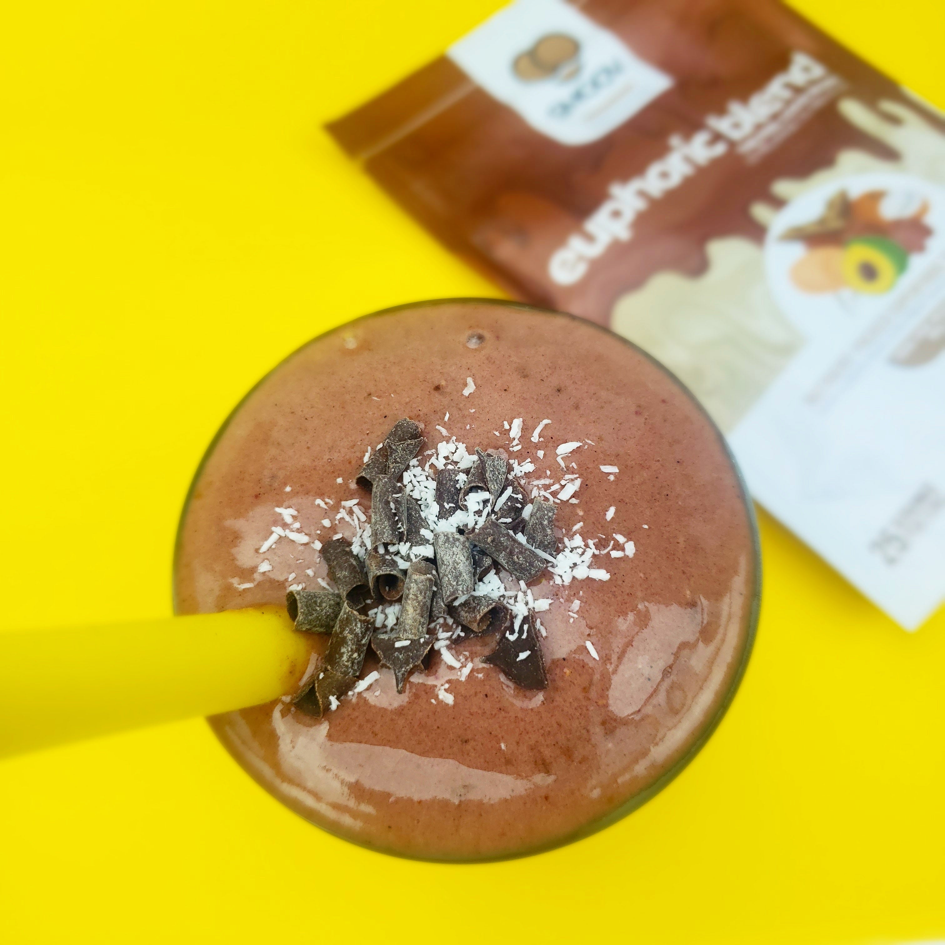 Ever have a piece of black forest cake? Delish right? We took inspiration from it to create this chocolatey smoothie using euphoric blend