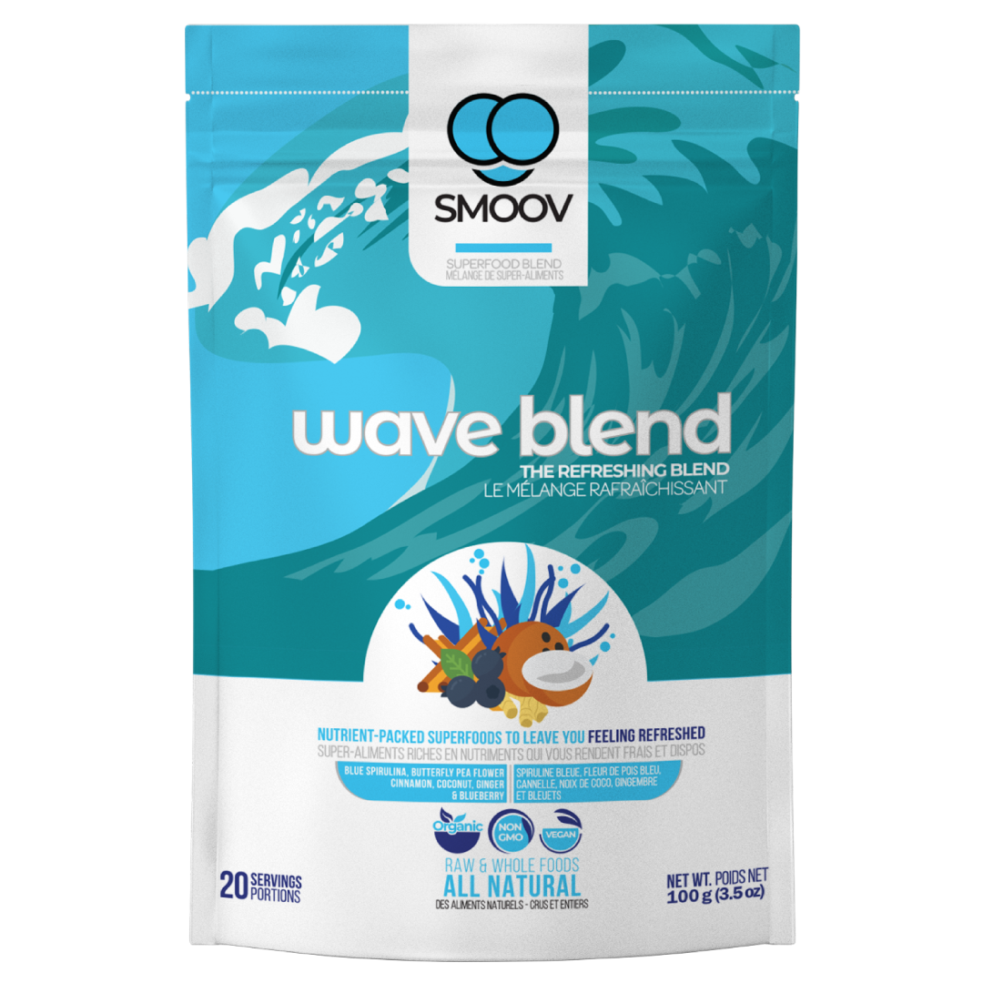 The wave blend is a refreshing way to enhance your energy levels, immunity and digestion. Made with 6 vibrant superfoods that mix into a deep emerald blue, it's a great source of fiber, antioxidants and micronutrients Perfect for lattes, baked goods, smoothies, on the go with water or juice! So not only does it get you going, but keeps you going.