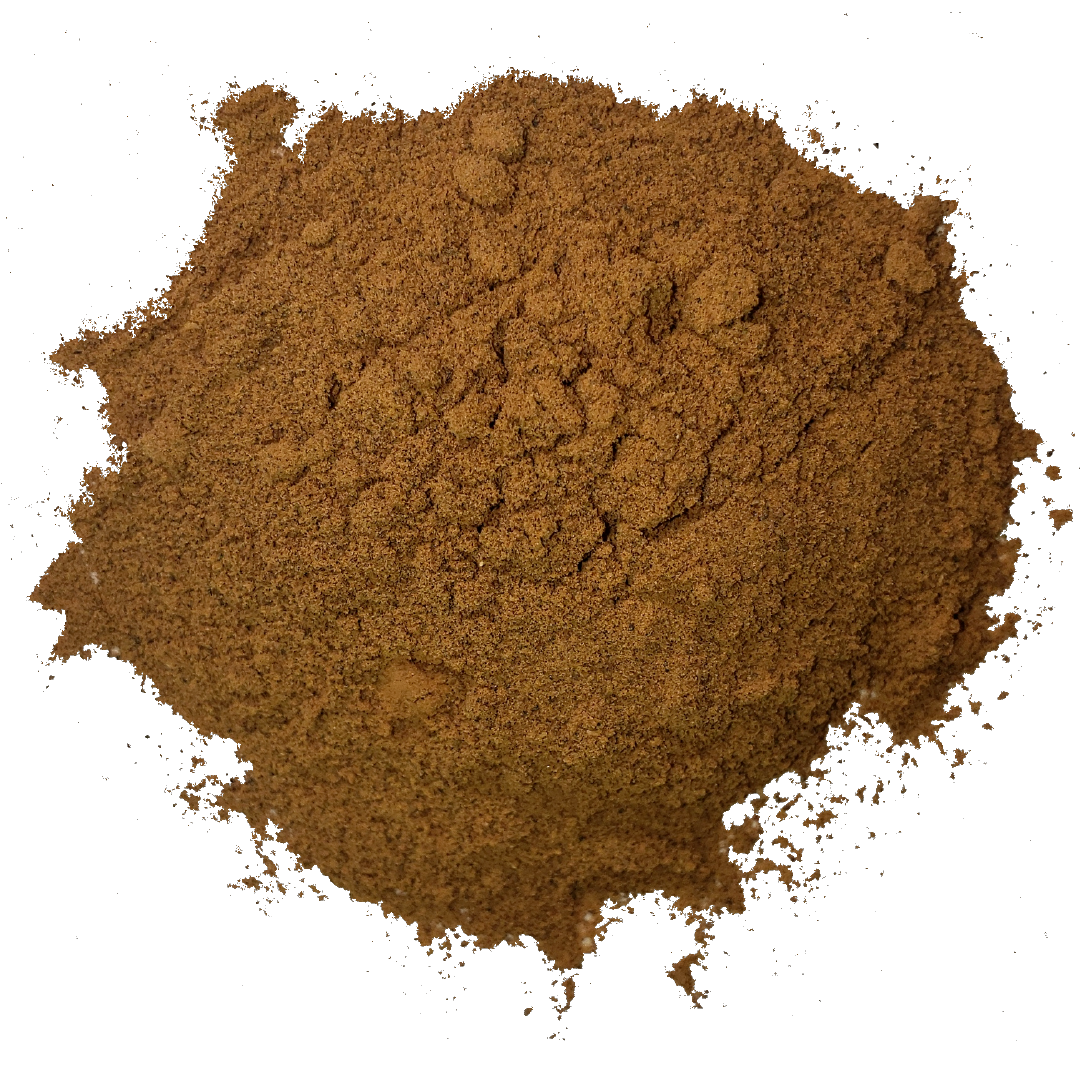 Circle of rich brown carob powder from Smoov Blends.