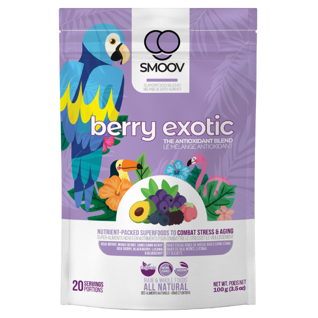 SMOOV euphoric blend has 6 powerful and delicious foods packed with antioxidants, healthy fats and adaptogens- Raw cacao, Carob, Mesquite, Maca, Lucuma and shredded Coconut. A healthy way to satisfy cravings and boost mood instantly!