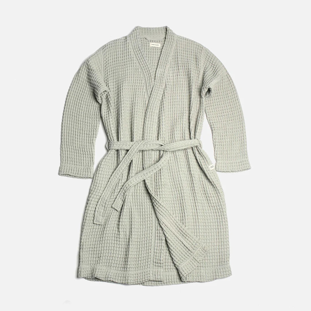 Happy Place Women's Waffle Robe Lightweight Organic Cotton