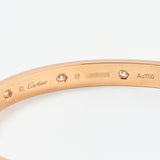 Cartier 10 Full Diamond 18KT Rose Gold Love Bracelet, Size 17