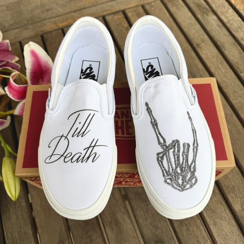 Till Death Custom Painted Slip On wedding Vans Shoes