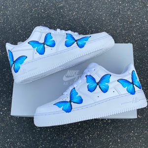 white air force ones with butterflies