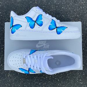 nike shoes with blue butterflies