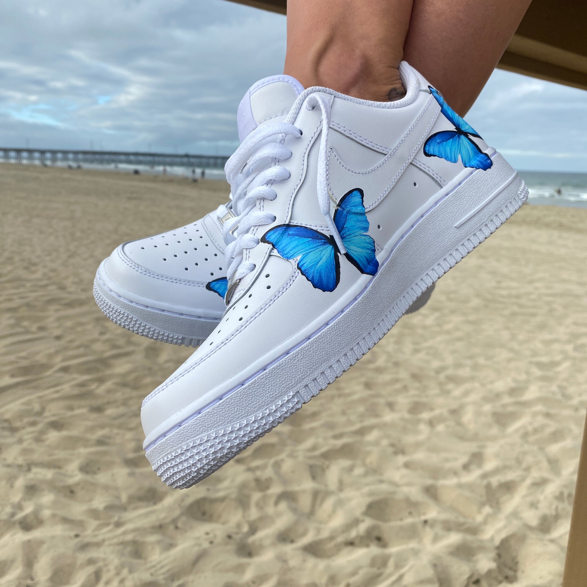 blue butterfly air force ones