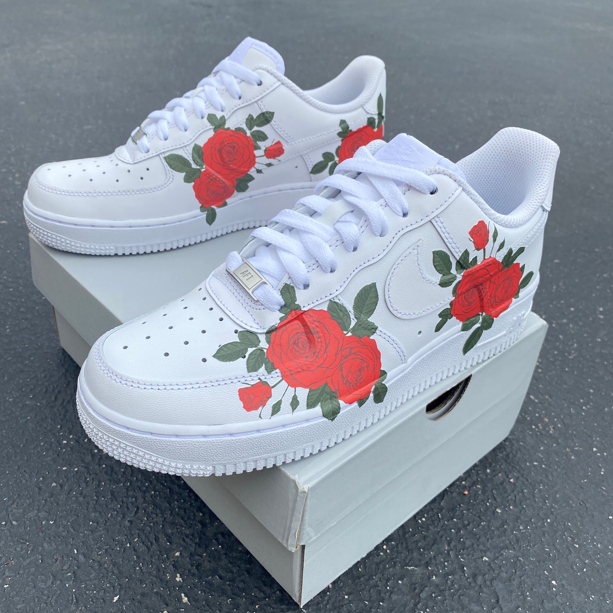 Custom Nike Air Force 1 Red Rose 