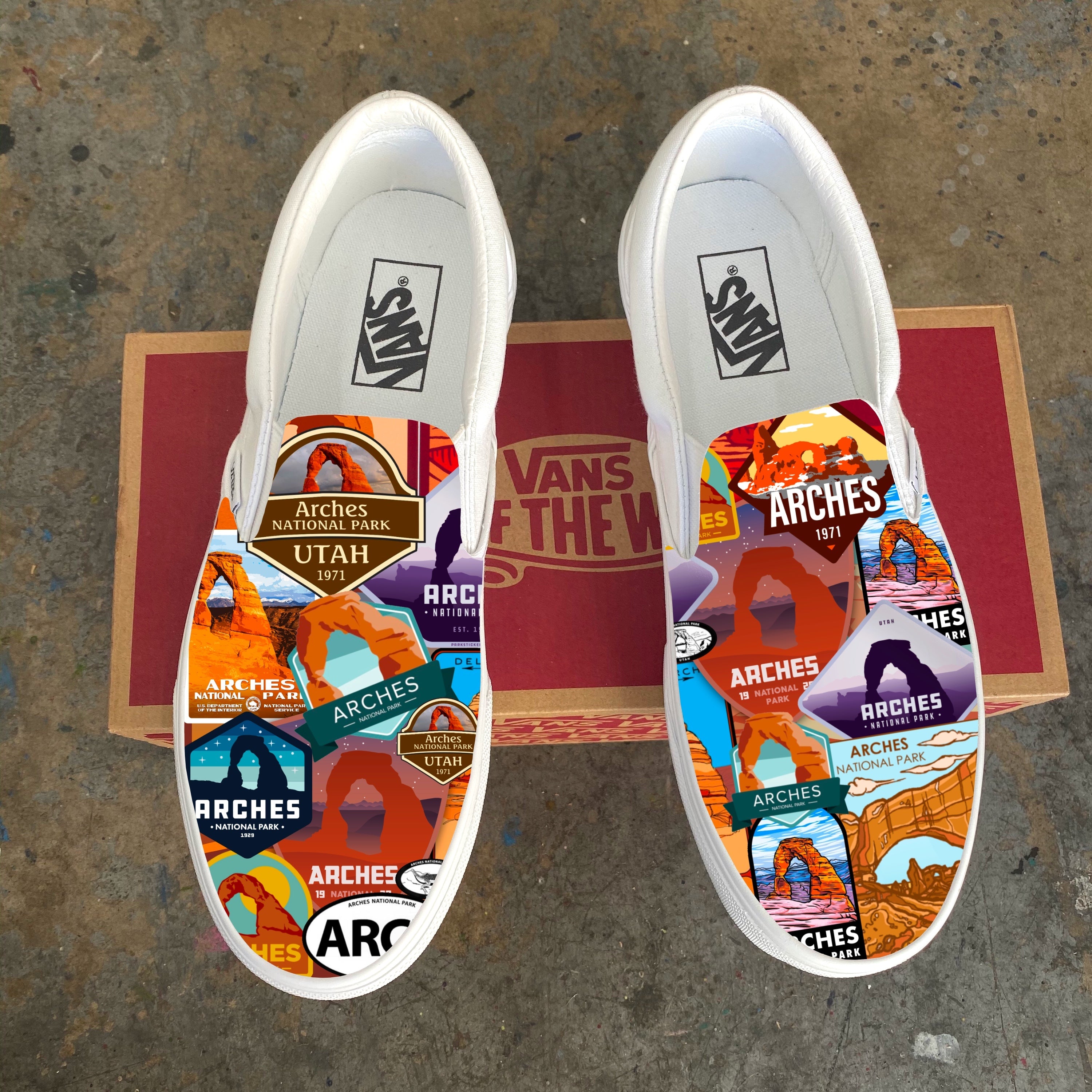 Arches National Park Custom Vans Shoes Black Slip On Shoes