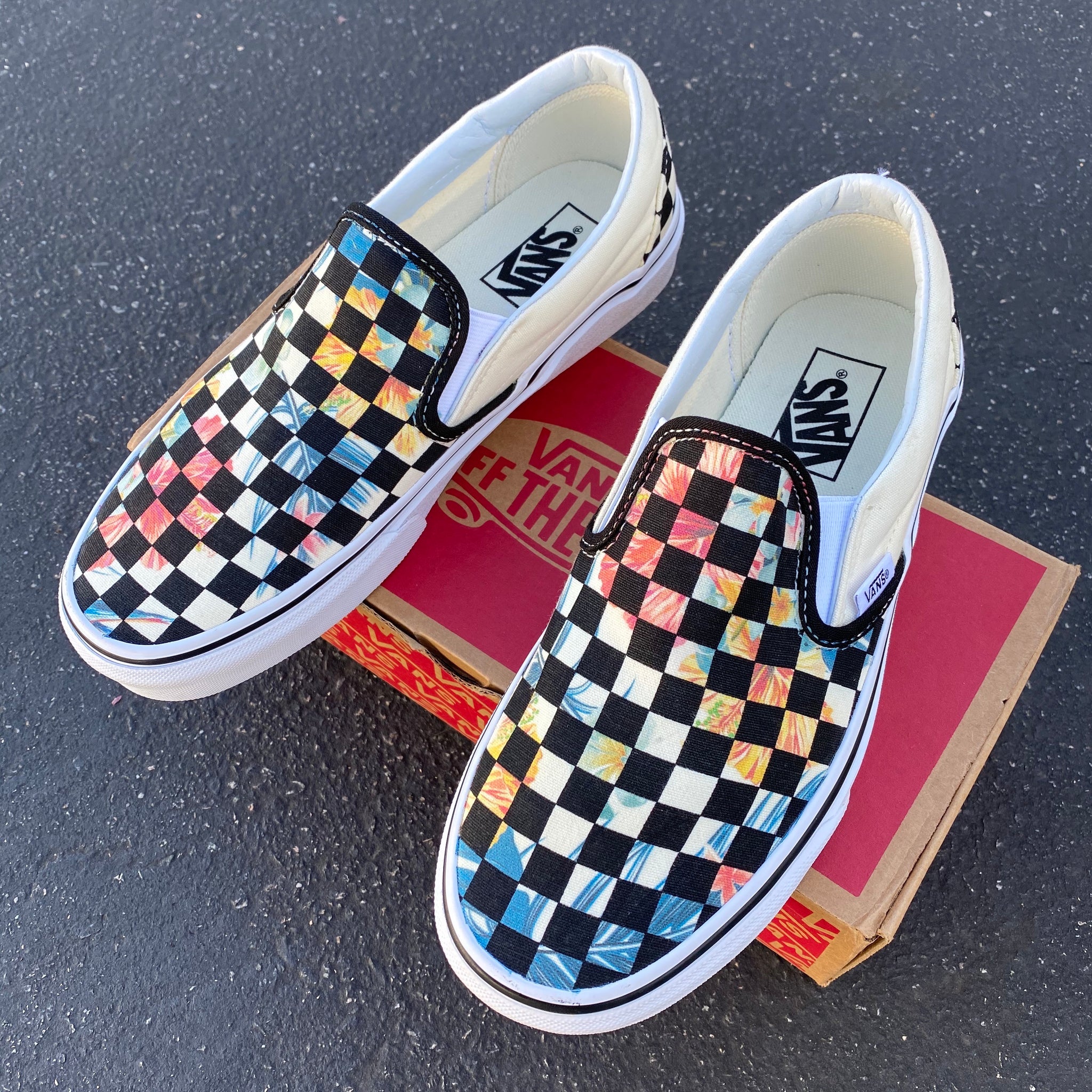 checkered vans painted