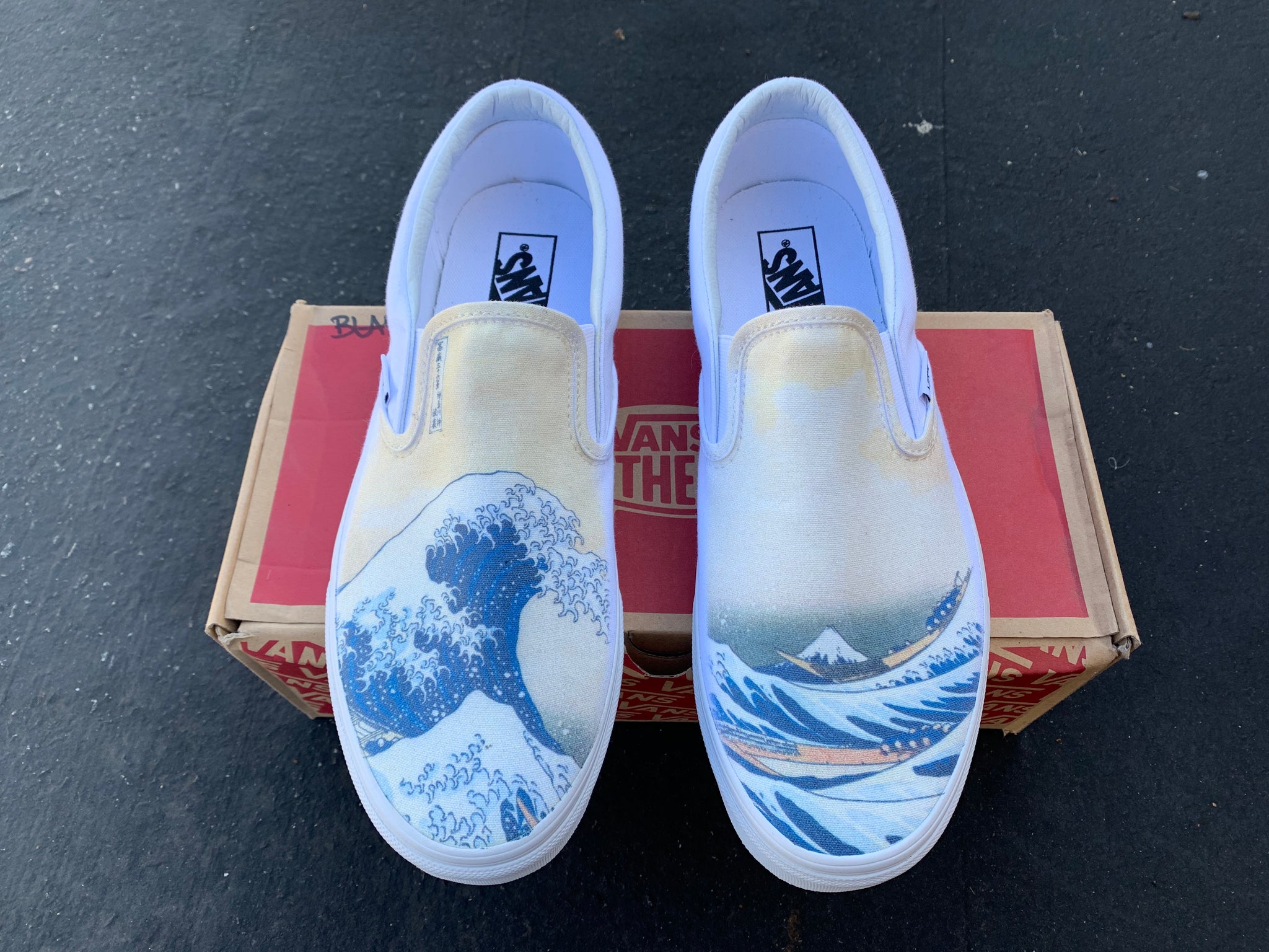 vans slip on white custom