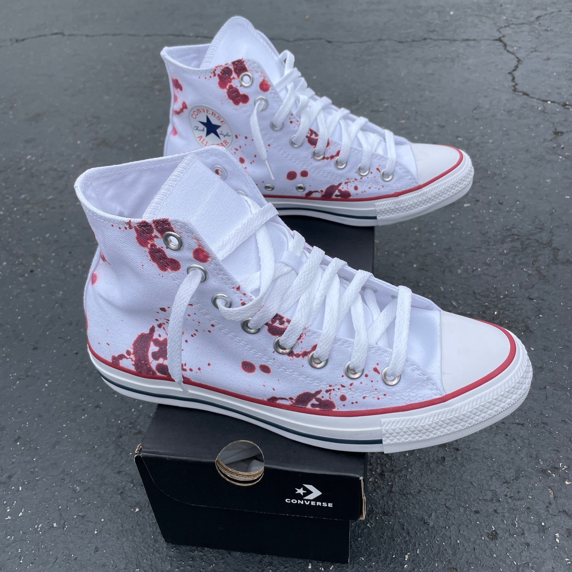 Blood Splatter White Tops - Sneakers - Custom Converse Shoes BlvdCustom