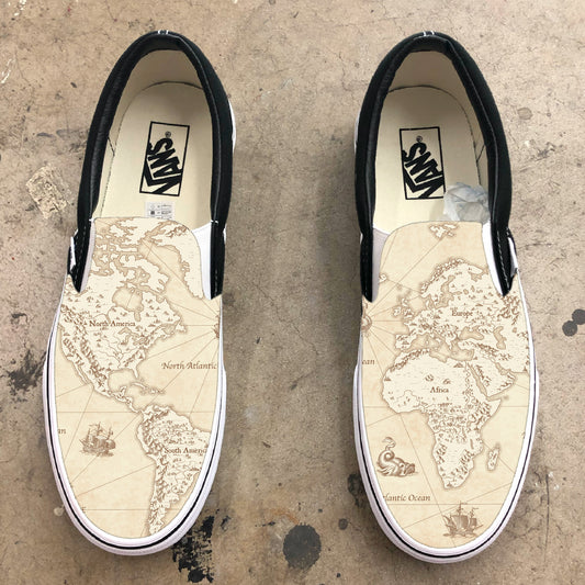 Classic Vintage Floral Pattern - Custom Vans White Slip On Shoes - Custom  Vans Shoes