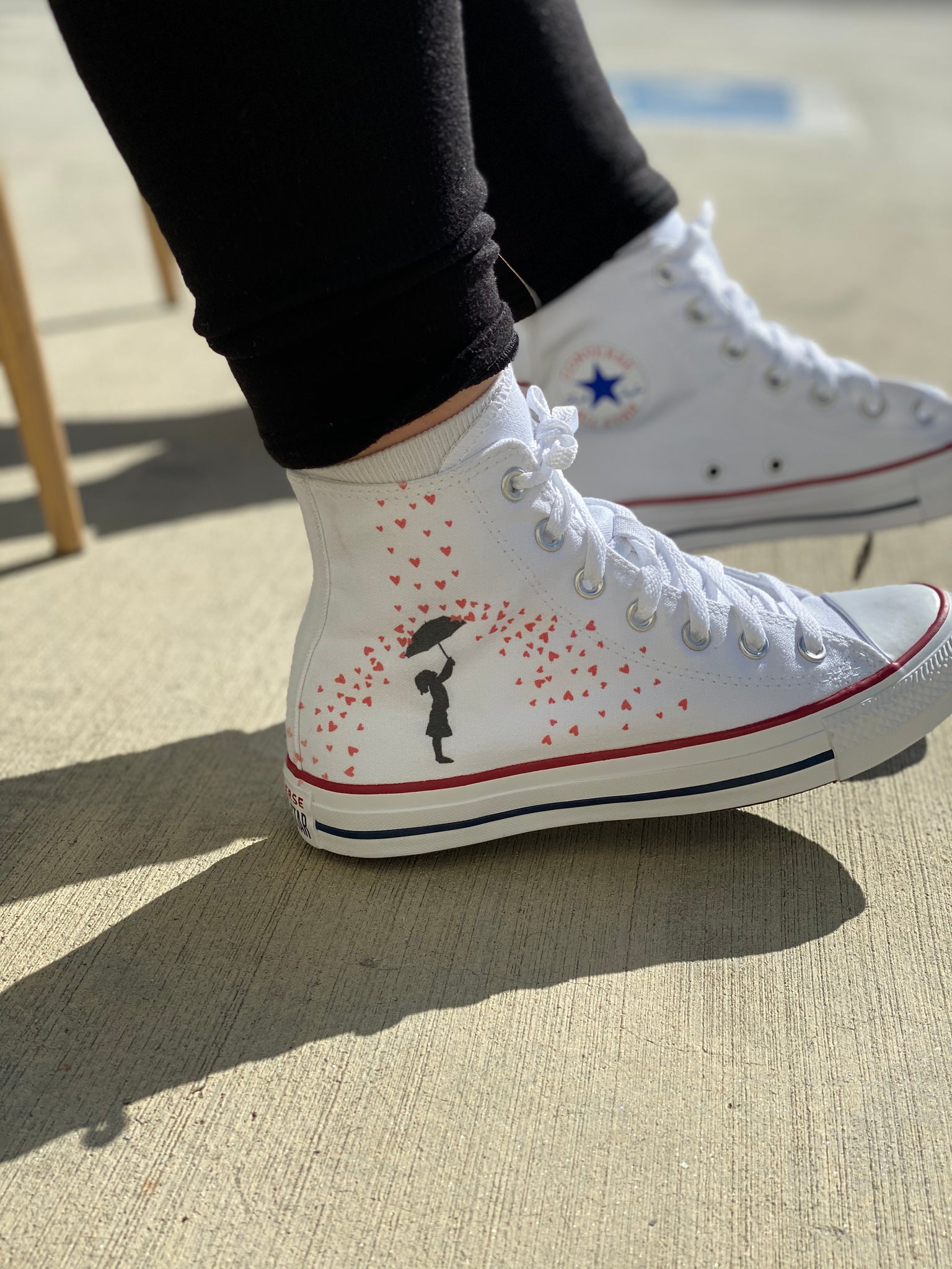 Showered in Love Valentine's Day White High Top Converse â BlvdCustom