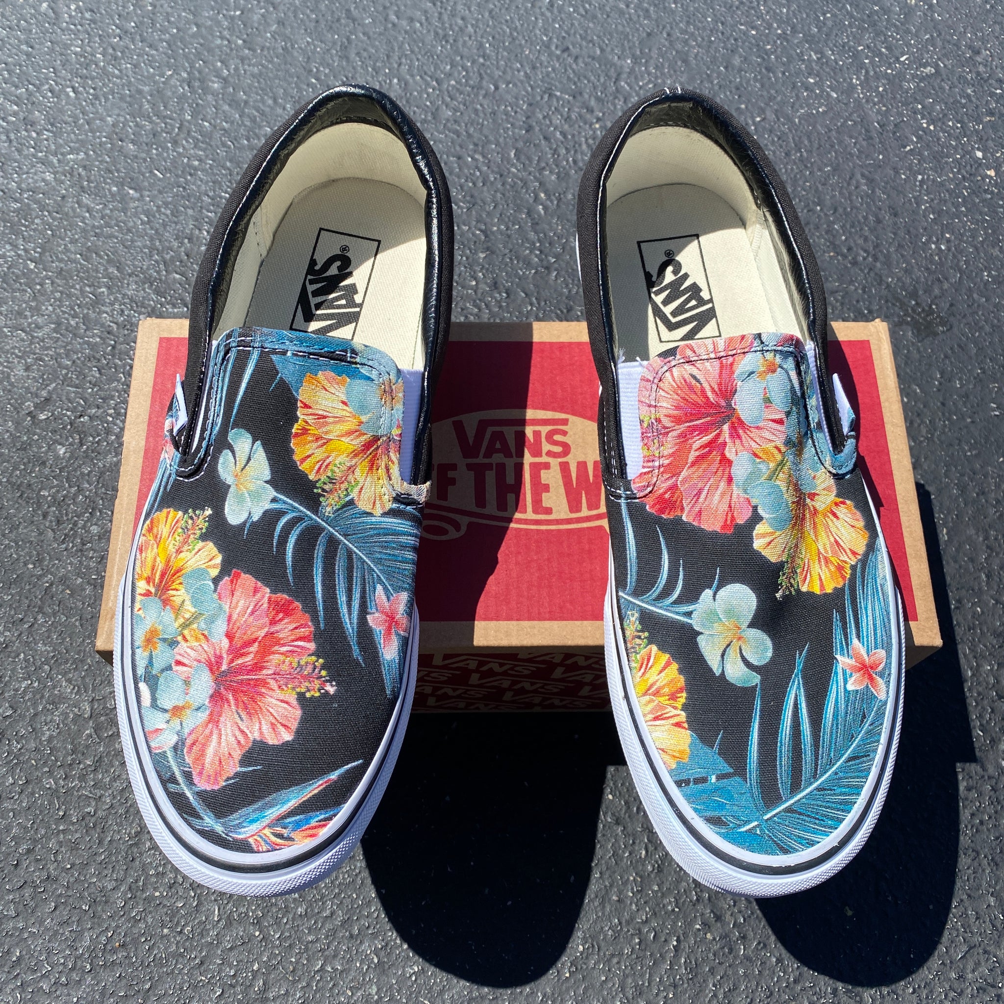 Tropical Hawaiian Black Slip On Vans – BlvdCustom