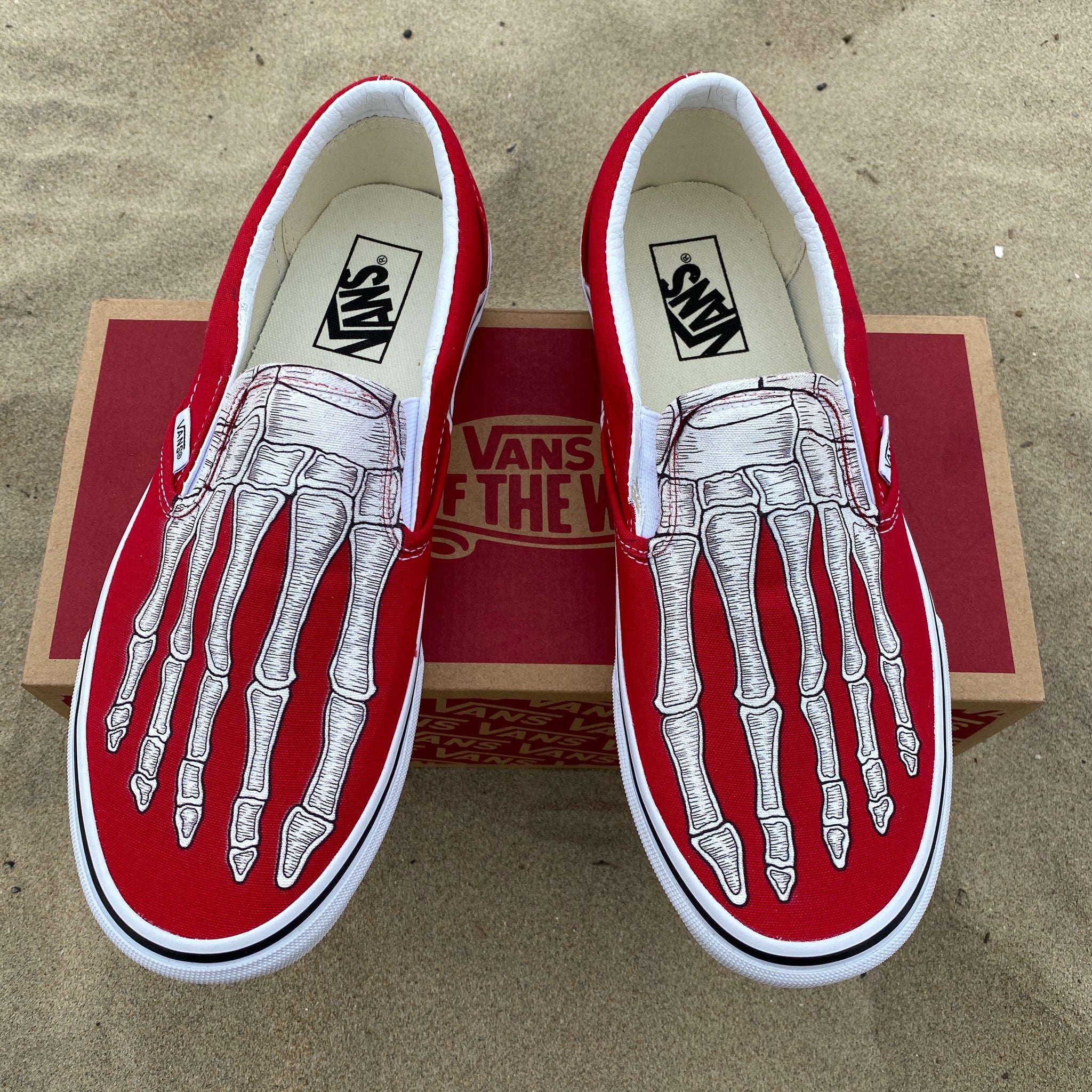 Custom Skeleton Feet X-Ray Red Vans 