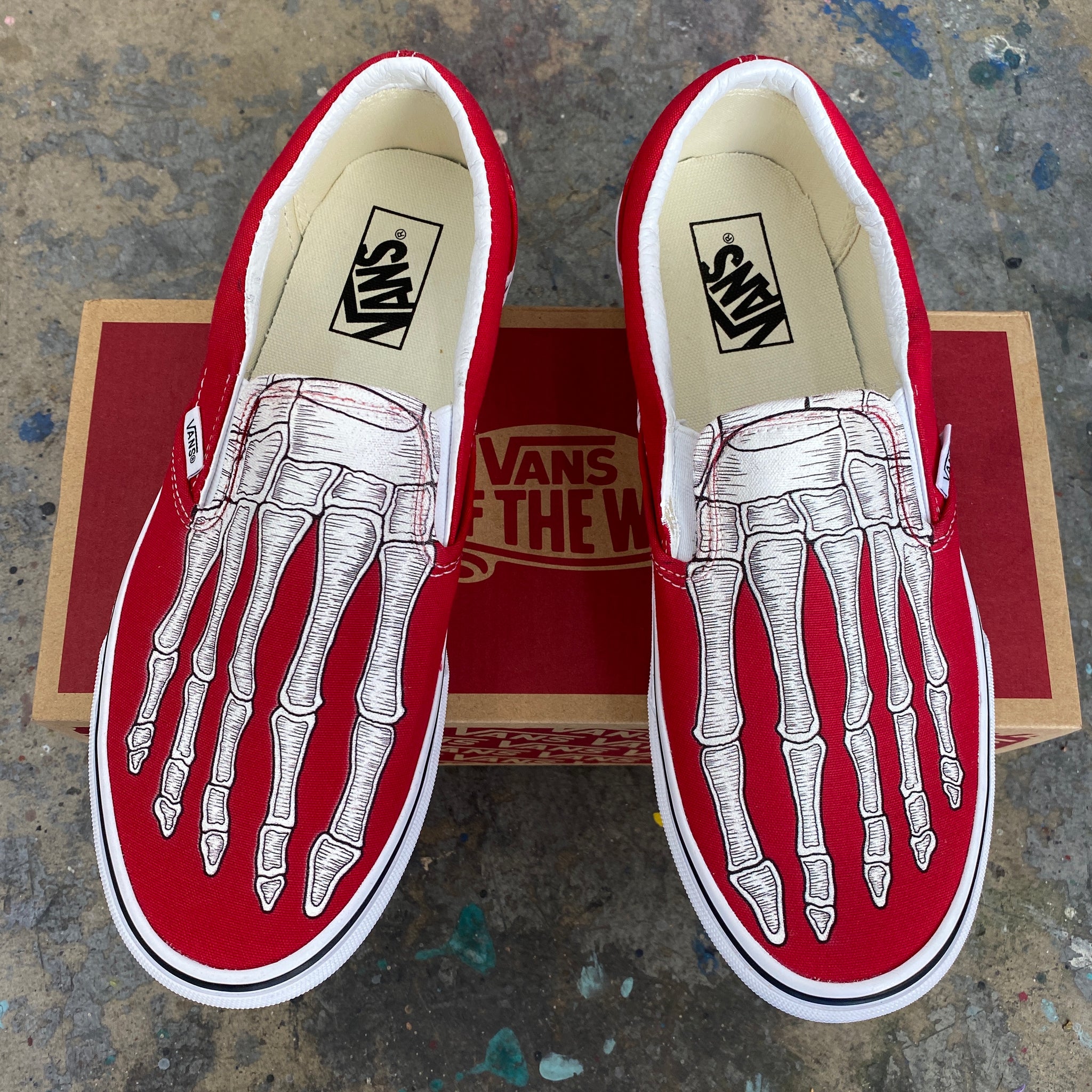 Custom Skeleton Feet X-Ray Red Vans 