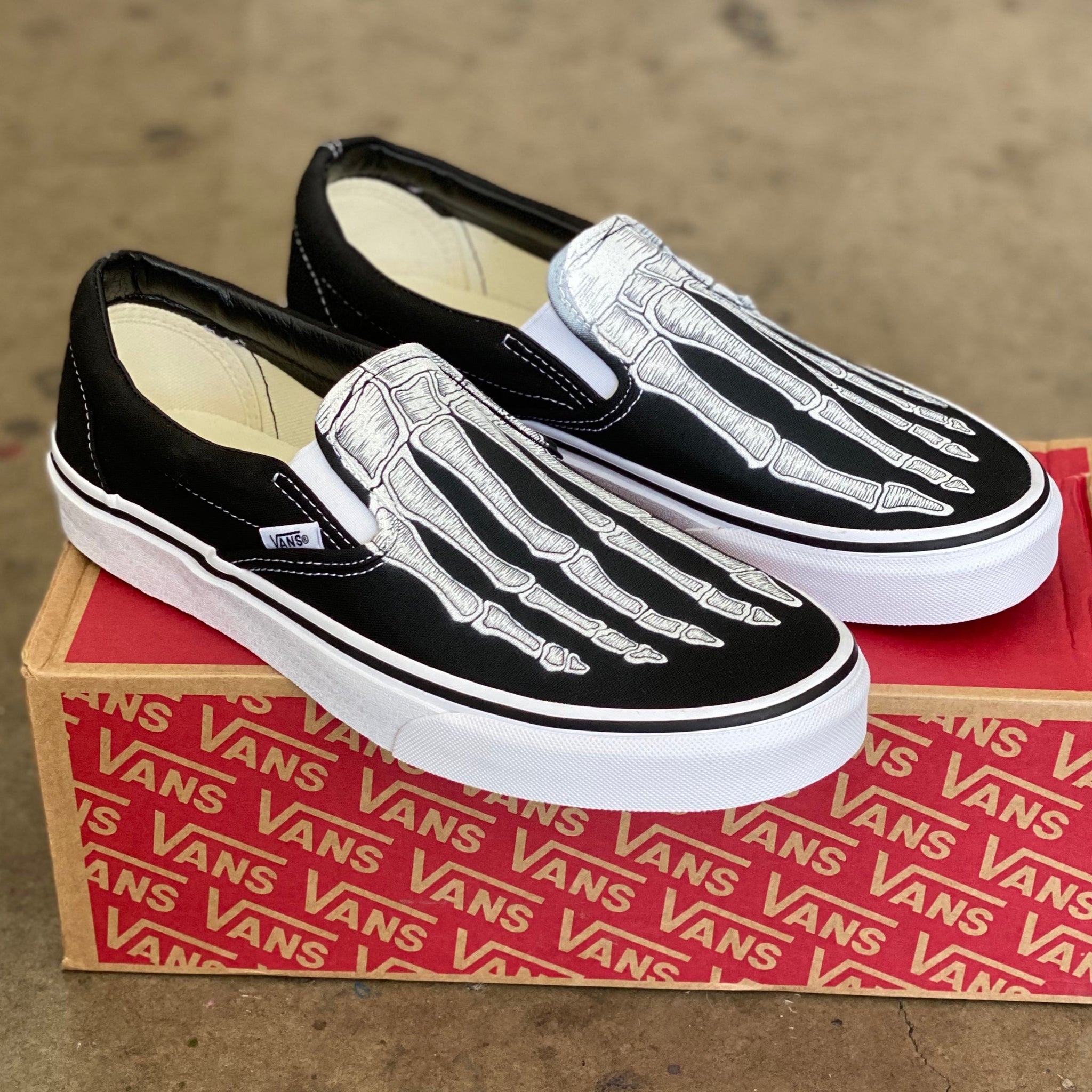 Custom Skeleton Feet X-Ray Slip Ons 