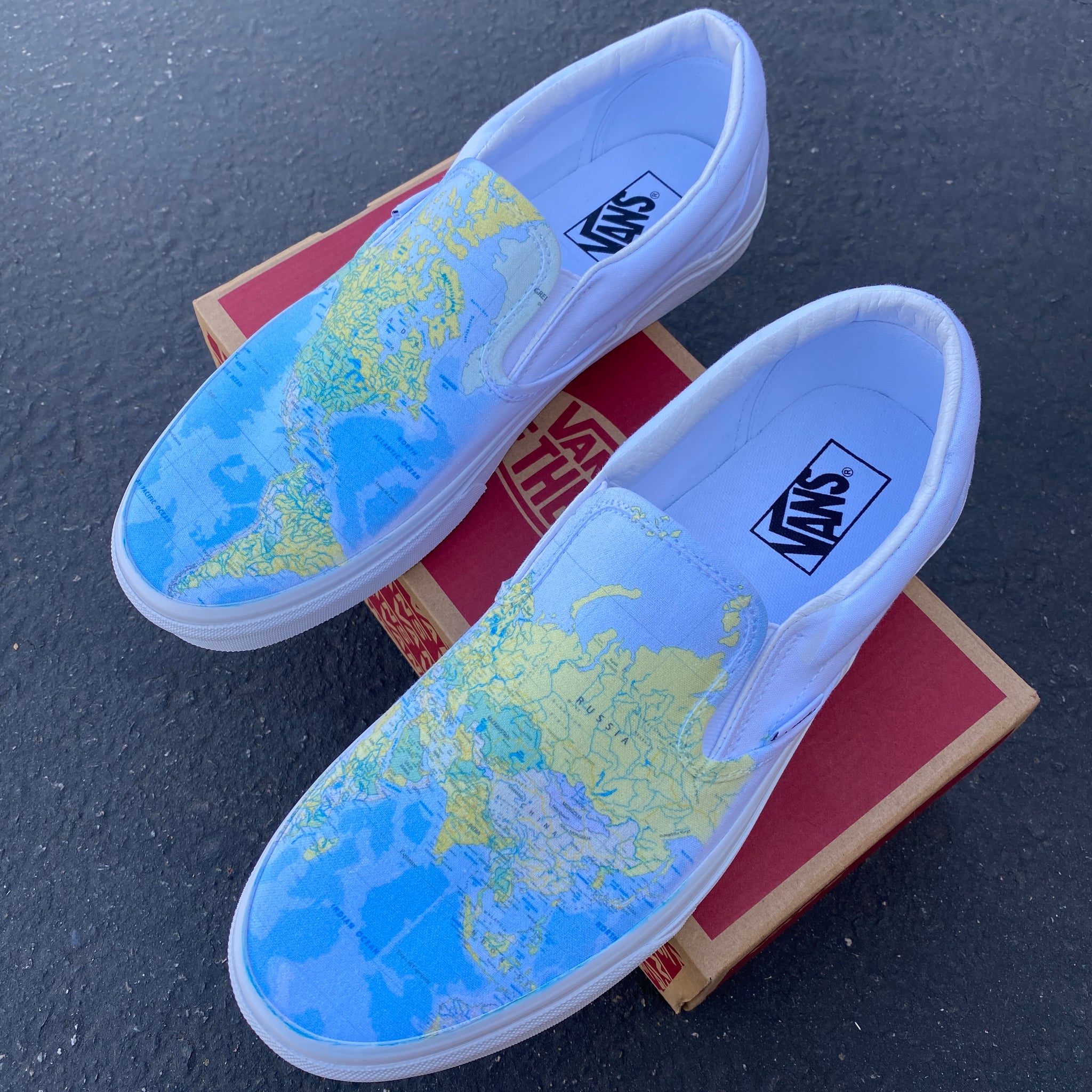 Vans Slip-Ons - World Map – BlvdCustom