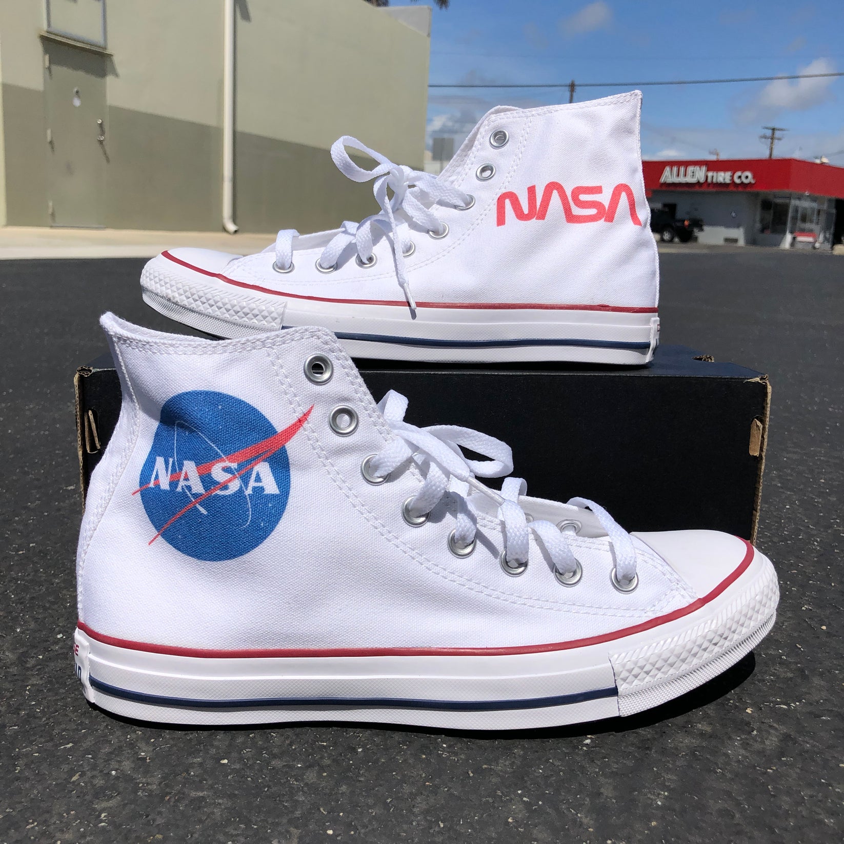 NASA Sneakers - Custom White High Tops – BlvdCustom