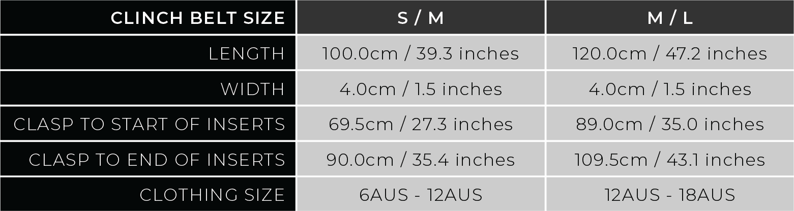 Clinch Size Guide