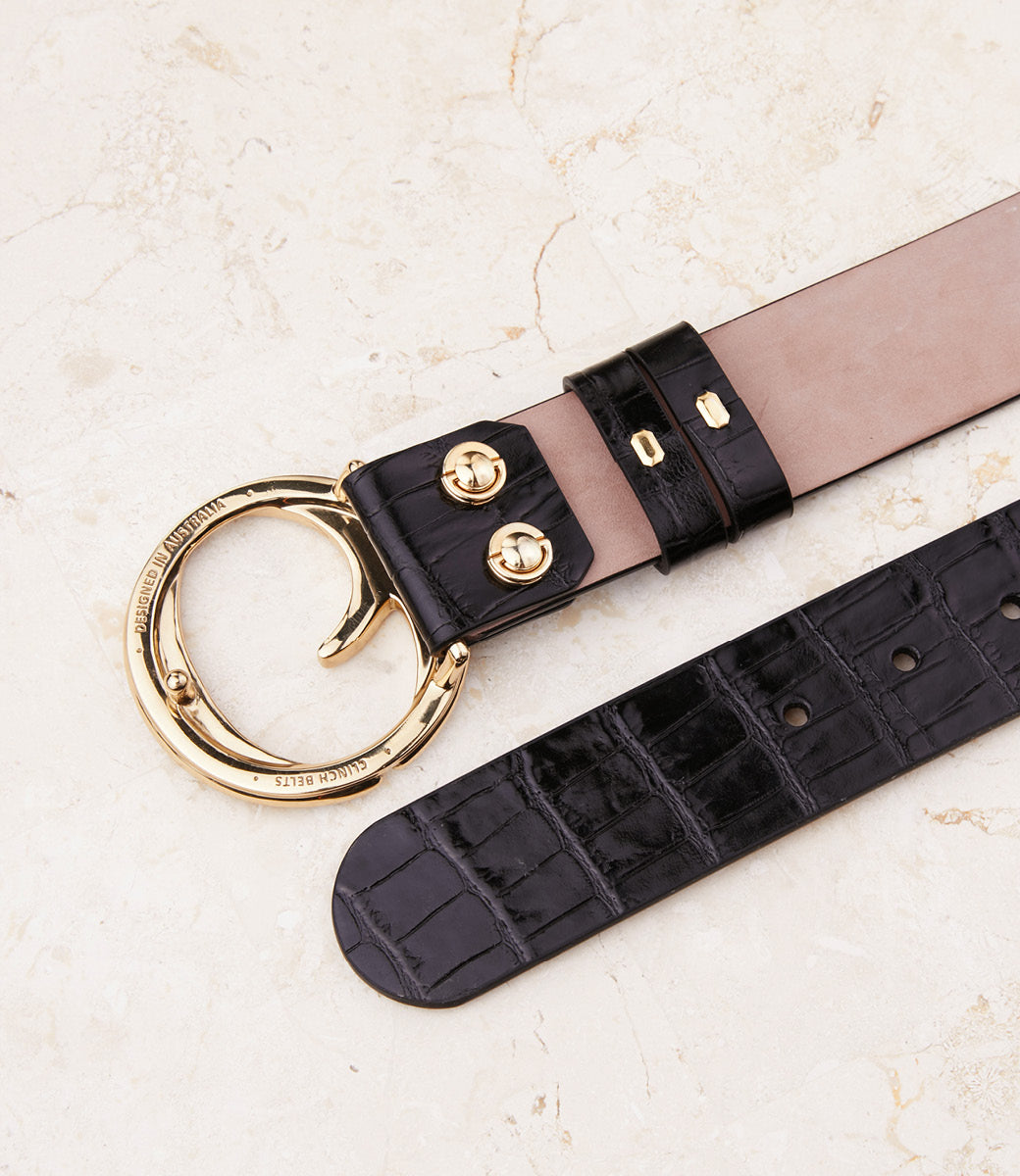 Classic Black Croc Belt – Clinch Belts