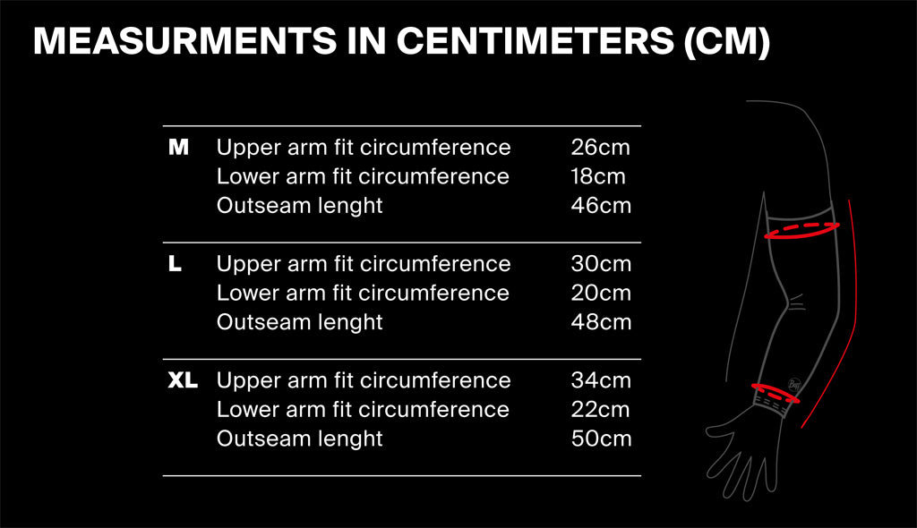 arm sleeve size chart