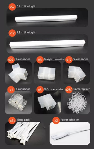 Hexagon LED Garage Light Package contents