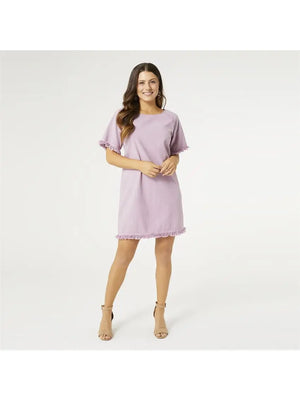 Olivia Short Sleeve Fringe Trim Dress - HOMESTEAD 