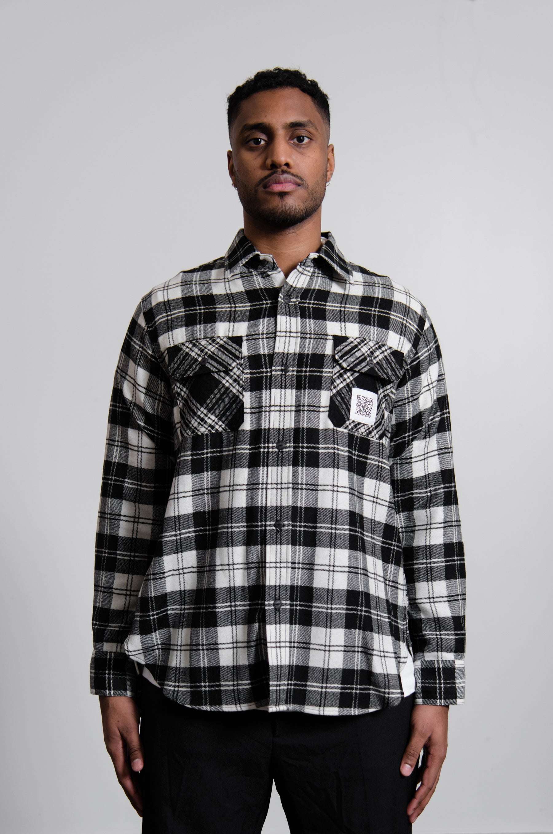 Pleated Flannel Shirt Black FU6-SH-02 – NOMAD