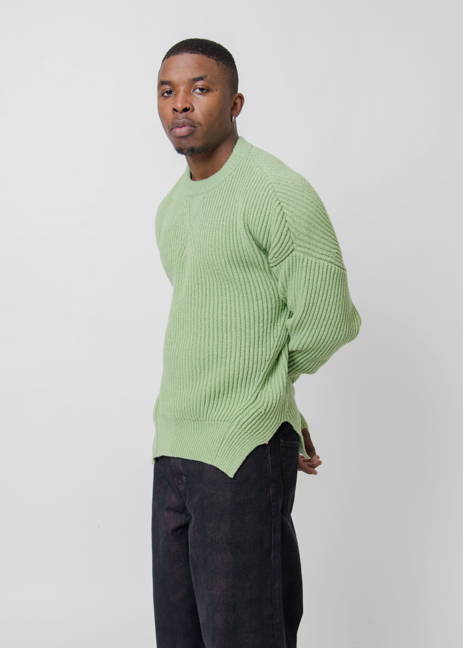 Knit Zip-Up Sweater Green – NOMAD