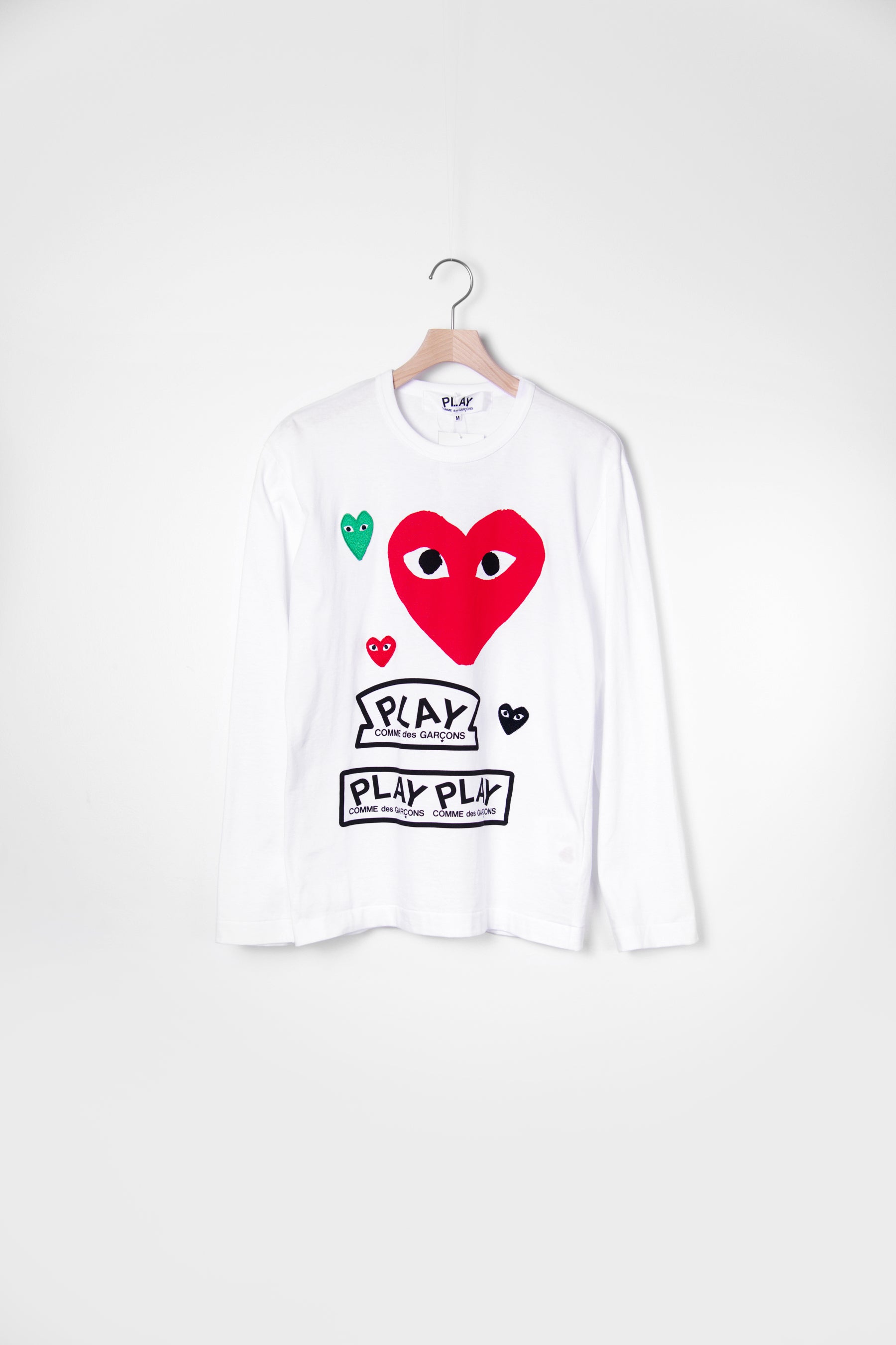Comme des Garcons PLAY Long Sleeve Multi Heart Tee White – NOMAD